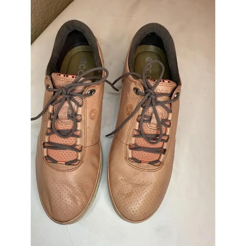 ECCO Gore-Tex Surround salmon Size 38 US Sz 7 yak leather lace-up golf sneakers